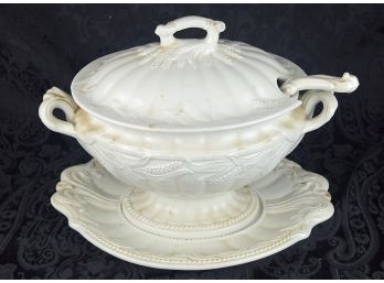 Unusual Corn Themed Red Cliff Ironstone Four Piece Soup Tureen