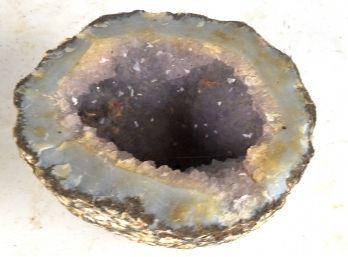 Two Half Orb Natural Geodes Lined With Unidentified Crystals