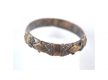 Primitive Tribal Patinated Sterling Band With Gold Details