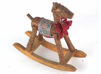 Vintage Rustic Wooden Rocking Horse Toy
