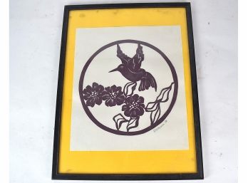 Signed Original Paper-Cut Framed Black White Yellow
