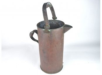 Charming Tall Antique Copper Pitcher