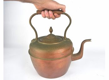 Antique Copper Tea Kettle With Hand-Inscribed Provenance