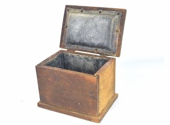 Heavy Wooden With Metal Lining Antique Box