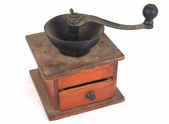 Antique Coffee Grinder With Drawer