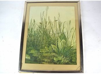 Shades Of Green Monochromatic Framed Art Piece Of Grasses
