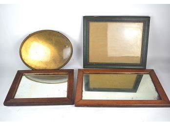 Quartet Of Vintage Picture Frames - One Oval With Bowed Glass