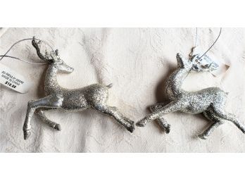 2 Reindeer Ornaments, Perfect To Add Sparkle To Your Tree!