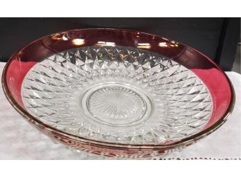 Exquisite Cut Crystal  Vintage Ruby Red Colored Glass Bowl For The Holidays