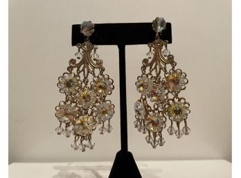 Iridescent Daisy Chandelier Earrings