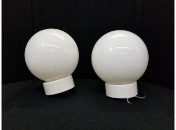 Two Lightolier Globe Ceiling Light Fixtures
