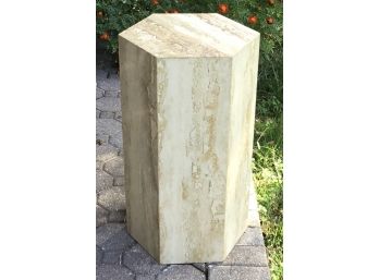 Hexagonal Shape Polished Travertine Marble Pedestal