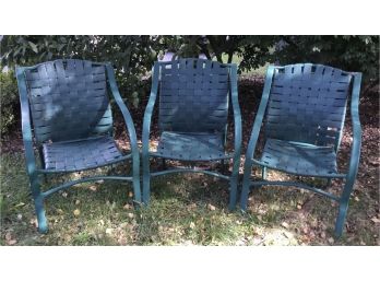 Trio Of A Hunter Green Metal Frame Outdoor Chairs