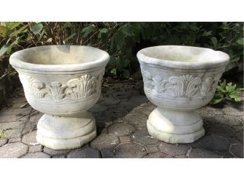 PR. Vintage Concrete Acanthus Leaf Motif Planters