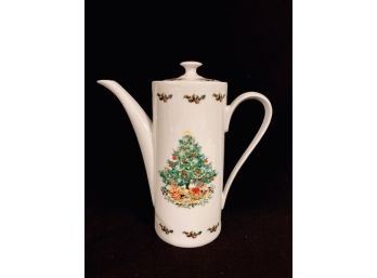 Vintage Holiday Christmas Themed Porcelain Coffee Pot