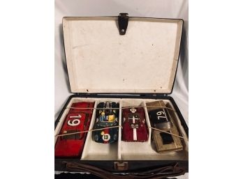 Antique Slot Car Racing Kit With Collection & Case