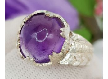 Amazing Hand Made 925 An 25.9ct Not Amethyst Ring - Size 9.5