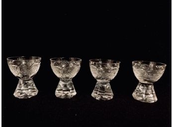 Set Of Crystal Pedestal Egg Cups - Attributed To Waterford Crystal (4ct)