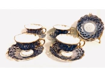 Vintage Set Of Sterling China Tea Cups And Saucers (10pcs)