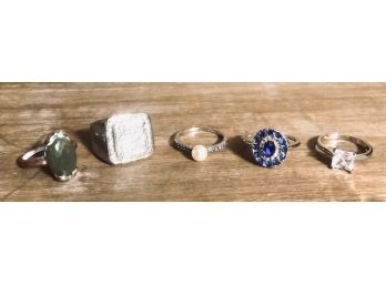 Collection Of Silver Tone Estate Rings (5ct)