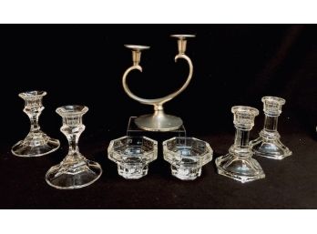 Pewter & Glass Candle Stick Holder Assortment