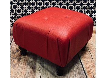 Red Button Faux Ostrich Tufted Ottoman