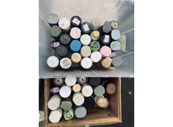 Box Lot Of Assorted Aerosol Spray Cans - Gloss, Spray Paint, Textured Speckle