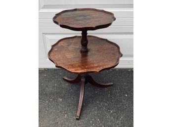 Antique Mahogany 2-Tier Tea Table For Refinishing