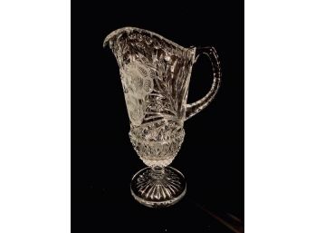 Magnificent Heavy Footed Cut Crystal Pitcher