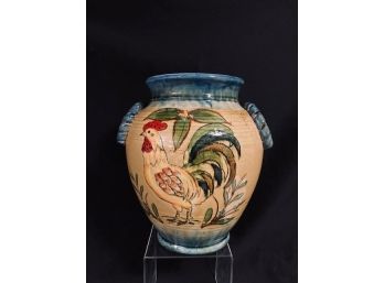 Rooster Themed Pottery Vase / Urn