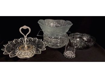 Collection Of Vintage Glass Serving Pieces