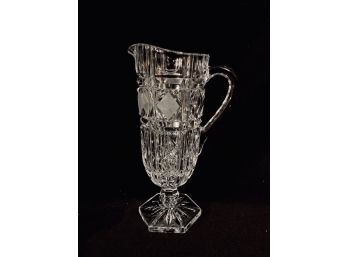 Vintage Heavy Pressed Glass Weighted Pitcher