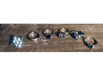 Collection Of Silver Tone Estate Rings (6ct)