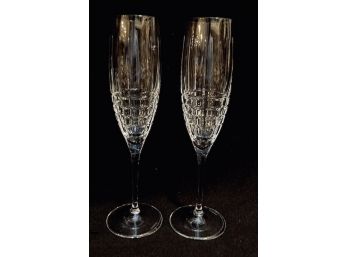 Pair Of Signed Tiffany & Co. Crystal Champagne Toasting Flutes