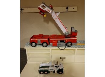 Pair Of Kids Trucks.  Fire Truck And Hess.