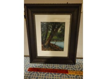 Framed And Matted Water Color Of A Tree