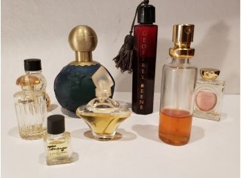 7 Miniature Bottle Of Cologne And Perfume, 8ncluding Geoffrey Been, Christian Dior, Lagerfeld