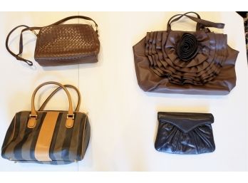 Gorgeous Vintage Fendi Bag, 2 Morris Moskowitz Leather Handbags, Black Rivet Flower Bag
