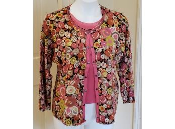Signed Olsen XL Coral Shirt And Floral Jacket