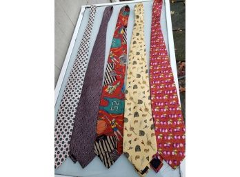 Set Of 5 Vintage Men's Ties, Charles Le Golf, Ralph Lauren, Dunhill