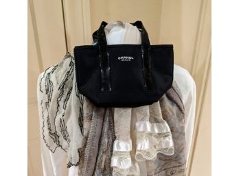 Three Silky Vintage Scarves Paired With A Mini Chanel Tote-bag