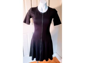 Your Basic Black Short-sleeve Front Zipper-Down Dress, By Theory Size 4