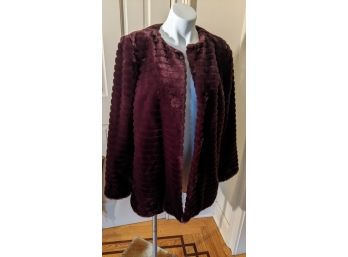 Luxurious Vince Camuto Burgundy Faux Fur Jacket Size Medium - Never Worn