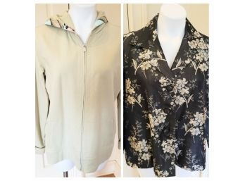 Tommy Bahama Women's Floral Evening Jacket And Tommy Bahama Light Green Sweatshirt