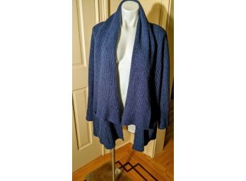 White & Warren Thick Blue Cozy Merino Wool Sweater Size Medium - Large