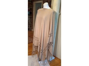 Cozy Wool Pancho/Shawl With Tassle And Crochet Border By Worth