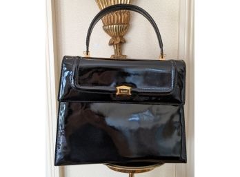 Vintage Bally Black Patent Leather Handbag