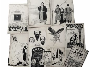 Collection Of 11 Original 1930-40 Judaica Book Illustration Proofs (c) 5' X 7' To 20' X 14'