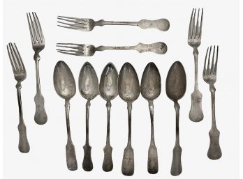 19th Century Russian .84 Silver Flatware - Weight: 27.7 Toz