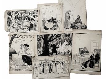 Collection Of 7 Original 1930-40 Judaica Book Illustration Proofs (b)  8' X 10' To 20' X 14'